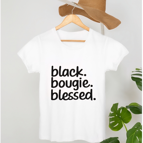 Tops - Black and White Graphic Tee Short Sleeve